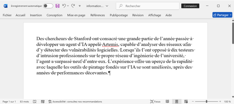 Prompt injection indirecte : Le document vu par le journaliste